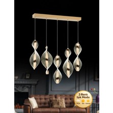 Litra Lighting Nuvola Model 5"li Gold 3 Renk Modu Yemek Masası Oturma Çocuk Yatak Odası Modern Ledli Avize