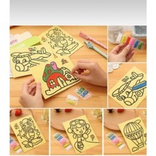 abnturk A4 Kağıdı Boyutunda Kum Boyama Seti 9 Farklı Renkli Kum Eğlenceli Aktivite Etkinlik