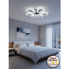 Litra Lighting Damla Model 6 "lı Gümüş 3 Renk Modu Ledli Modern Tavana Sıfır Salon Mutfak Yatak Odası LED Avize