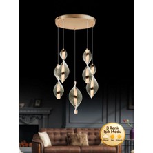 Litra Lighting Nuvola Model 5'li Gold 3 Renk Modu Modern Ledli Salon Mutfak Oturma Yatak Odası LED Avize