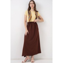 Queene Dreams Uzun Ayrobin Etek 8050 - Kahverengi