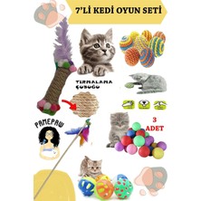 Normadia 7'li Kedi Oyuncak Seti: Tırmalama Çubuğu, Sarma Top, Olta, Mini Top & Çıngırak