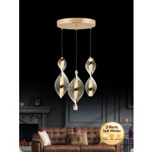 Litra Lighting Nuvola Model 3'lü Gold 3 Renk Modu Modern Ledli Salon Mutfak Oturma Yatak Odası LED Avize