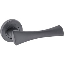 Nobel Pladium Wc Tuvalet Kapı Kolu, Daire Rozetli, Mat Siyah