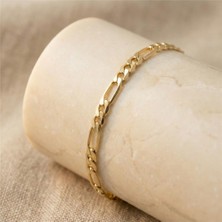 Zeino Figaro Zincir Bileklik - 14K Altın Kaplama - 19 cm
