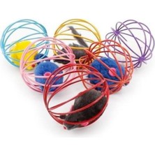 Normadia Renkli Metal Kafesli Peluş Oyun Topu 6 Cm, Kedi ve Köpekler Için Eğlence