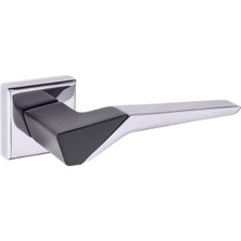 Nobel Z2034 Wc Tuvalet Kapı Kolu, Kare Rozetli, Krom Mat Siyah