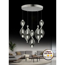 Litra Lighting Nuvola Model 5'li Gümüş 3 Renk Modu Modern Ledli Salon Mutfak Oturma Yatak Odası LED Avize