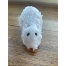 Normadia Beyaz Peluş Fare Kedi Oyuncağı, Kurmalı ve Hareketli Eğlence