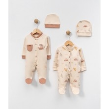 Bebeva Baby Araba Desenli %100 Pamuk 2'li Erkek Bebek Tulum Seti