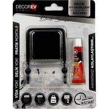 Nobel Askı, 2'li, Yapıştırıcılı, Metal, Siyah