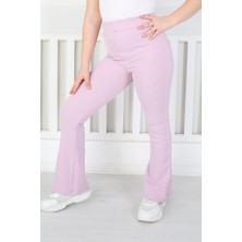 Evolaria Ispanyol Paça Birinci Kalite Fitilli Kumaş Lila Kız Çocuk Günlük Tayt