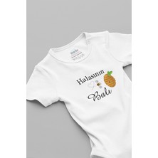 Overoz Halasının Balı Baskılı Kısa Kollu Beyaz Bebek Body Zıbın 5584