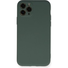 Kalites Kayem  iPhone 11 Pro Kılıf Nano Içi Kadife Silikon - Koyu Yeşil Kaliteli 2026