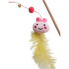 Normadia Peluş Pembe Kedi Oltası, Oyuncak ve Çanlı, Eğlenceli Evcil Hayvan Oyunu