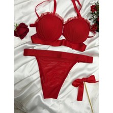 Agatha Secret Kırmızı Istiridye Modeli Sütyen Takimi
