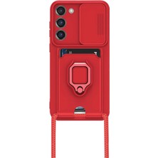 Kalites Kayem  Samsung Galaxy S23 Plus Kılıf Zuma Kartvizitli Yüzüklü Silikon - Kırmızı Kaliteli 2