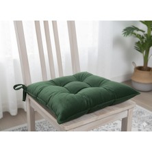 Alpateks Home Lüx Şönil Silikon Dolgulu Yeşil Renk  Sandalye Minderi  4 Adet 40X40CM