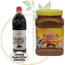 Baştan Yöresel 1300 Gram Salihli Karaüzüm Pekmezi ve 1 Kilo Konya Bozkır Çifte Kavrulmuş Tahini