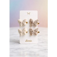 Minik Dantelli Kelebek Figürlü Kız 4'lü Bebek Çocuk Saç Tokası