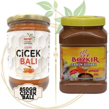 Baştan Yöresel Ürünler 850gr Bozdağ Çiçek Balı ve 1 Kilo Konya Bozkır Çifte Kavrulmuş Tahini