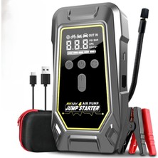 Matechno Şarjlı Taşınabilir 12.000 Mah Çantalı Araç Akü Şarj Takviyeli Işıklı Hava Kompresörü Powerbankli