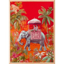 Zestia Ahşap Çerçeveli Duvar Tablosu Egzotik Fil Ofis Dekoru