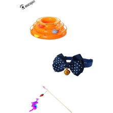 Normadia Kedi Boyun Tasması, Kedi Oltası ve Plastik Kedi Oyuncağı Seti, Sevimli ve Eğlenceli