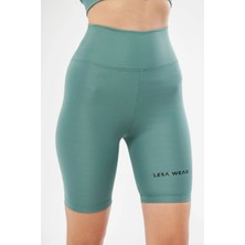 Velmora Fashion Yüksek Bel Biker Sporcu Şort - Mint Yeşili