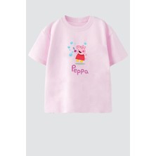 Monila Kız Çocuk Pamuklu Bisiklet Yaka Baskılı T-Shirt