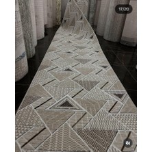 Nesrin Jel Kaymaz Taban Kesme Halı Yolluk Krem Kahve Üçgen Makinede Yıkanabilir