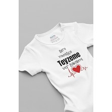 Overoz Beni Yavaşça Teyzeme Ver Yazılı Kısa Kollu Beyaz Bebek Body Zıbın 5610