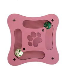 Normadia Pembe Renkli 2'li Kare Ahşap Kedi Oyuncağı, Eğlenceli ve Güvenli