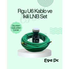 Eyepc 20M 20 Metre Çanak Anten Montaj Kablosu Hazır 4K Full Hd Uyumlu +Ikili 2li Twin 2 Çıkışlı Lnb + Rgu U6