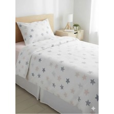 Alpateks Home %100PAMUKLU Ranforce Yıldız Desen Tek Kişilik Nevresim Takımı (Çarşafı Lastikli)