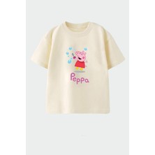 Monila Kız Çocuk Pamuklu Bisiklet Yaka Baskılı T-Shirt