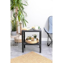 Mutfak Köşesi 2 Katlı Plastik Bahçe Balkon Banyo Sehpası Siyah Renkli Dayanıklı Tasarım