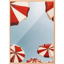 Zestia Ahşap Çerçeveli Duvar Tablosu Retro Şemsiye Salon Dekoru