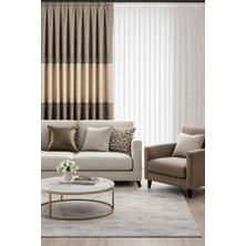 Perde Merkezi Versace Krem Bej Pano Fon Perde 1/3 Pile (Tek Kanat)