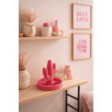 Dekor Atölye Pembe Kaktüs Şeklinde Yüzük Tutucu – Dekoratif Takı Standı & Organizer