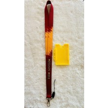 Staffy Kişiye Özel Sarı Kırmızı Yaka Ipi ve Kartlık