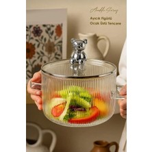 Skygo Ayıcık Detaylı Isıya Dayanıklı Borasilikat Cam Tencere 2000 ml