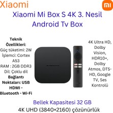 Xiaomi Mi Box S 4K 3. Nesil Android Tv Box