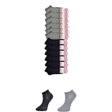 Vexor Siyah ve Gri Kadın Bilek Çorap 12 Çift