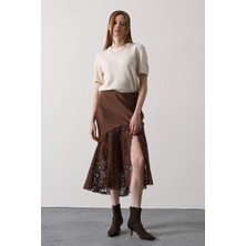 Dantel Detaylı Saten Etek