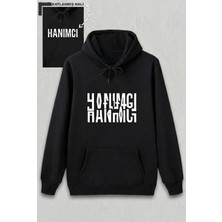 Velmora Fashion Sevgililer Günü Özel Kapüşonlu Hanımcı Baskılı Oversize Sweatshirt - Siyah