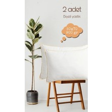 Alataş Tekstil 2 Adet 50x70 cm Antialerjik Biyeli Slikon Yastık 900 gr Beyaz Pamuklu Dış Materyal ile Hijyenik