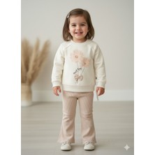 Flowers Çiçek Baskılı Şık Ispanyol Paça Bebek Çocuk Ikili Takım