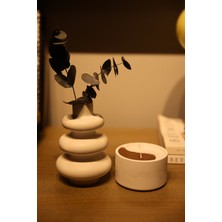 Myravis 2li Beton Vazo ve %100 Doğal Soya Amber ve Japon Kirazı Kokulu Mum Seti Çiçek Dahil Değildir
