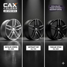 CAXCOLORS Cax Jant Boyama Seti 400ML - Isıya Dayanıklı Jant Boyası + Astar + Vernik + Zımpara Gun Metal